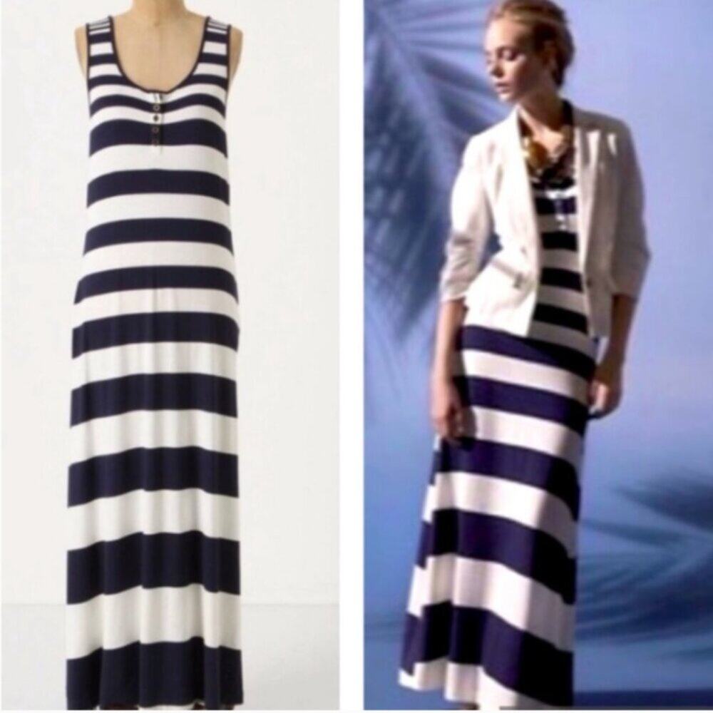 NWOT Anthropologie Deletta Women's A Different Stripe Maxi Dress Size M